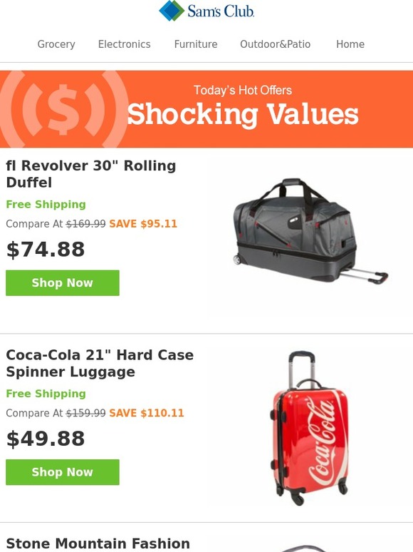 Sam's Club Rolling Duffle Bag Hard Case Luggage Milled