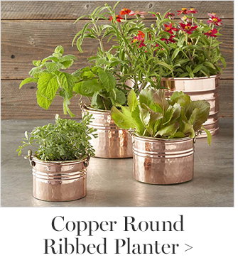Copper Round Ribbed Planter