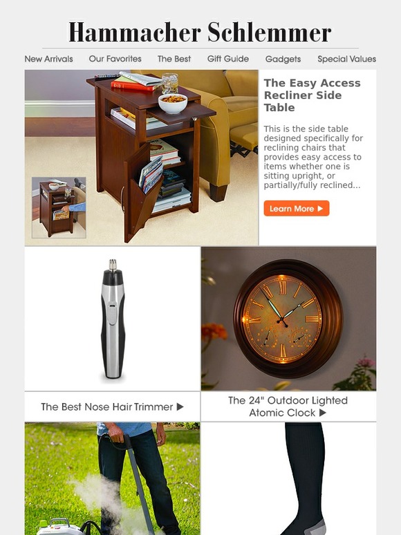 Hammacher Schlemmer The Easy Access Recliner Side Table Milled