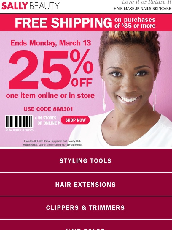 Sally Beauty Supply 25 OFF ANY SINGLE ITEM 4 Days Only Milled   C@2x 