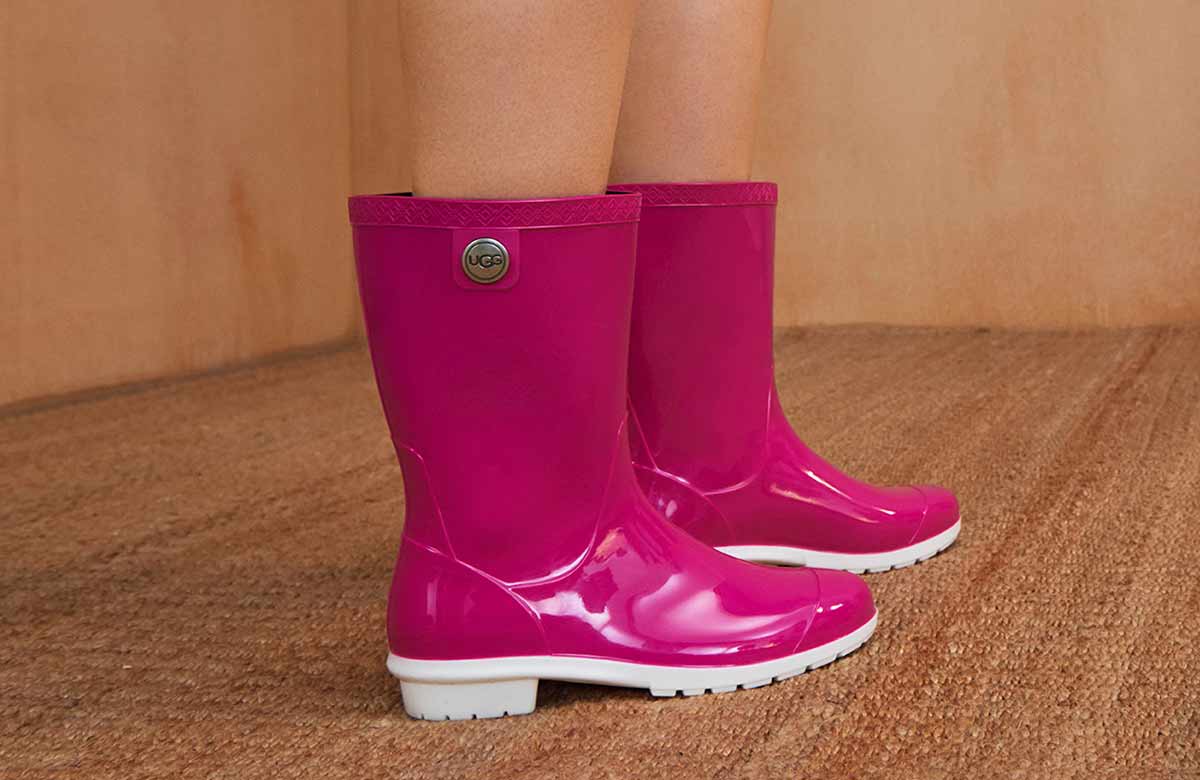 Hot pink ugg top rain boots