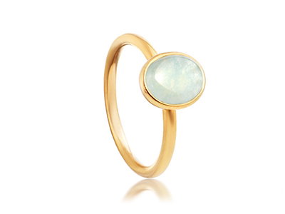 Milky Aqua Quartz Oval Stilla Ring