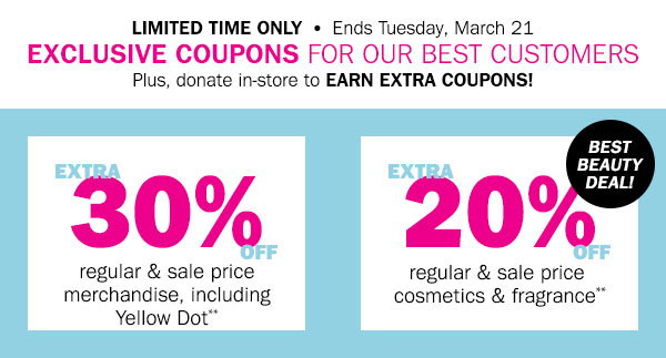 UP TO 30% OFF REG AND SALE MERCH