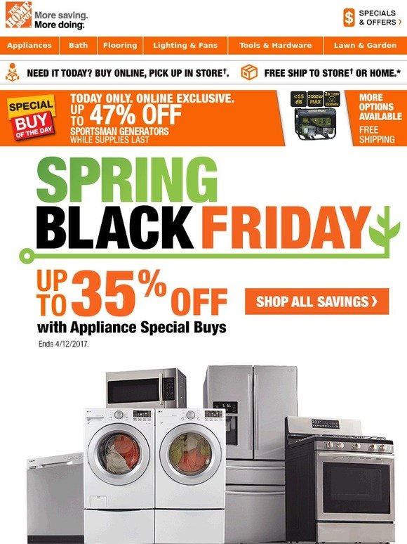 Home Depot Spring Black Friday [Appliance SAVINGS are Here] Milled