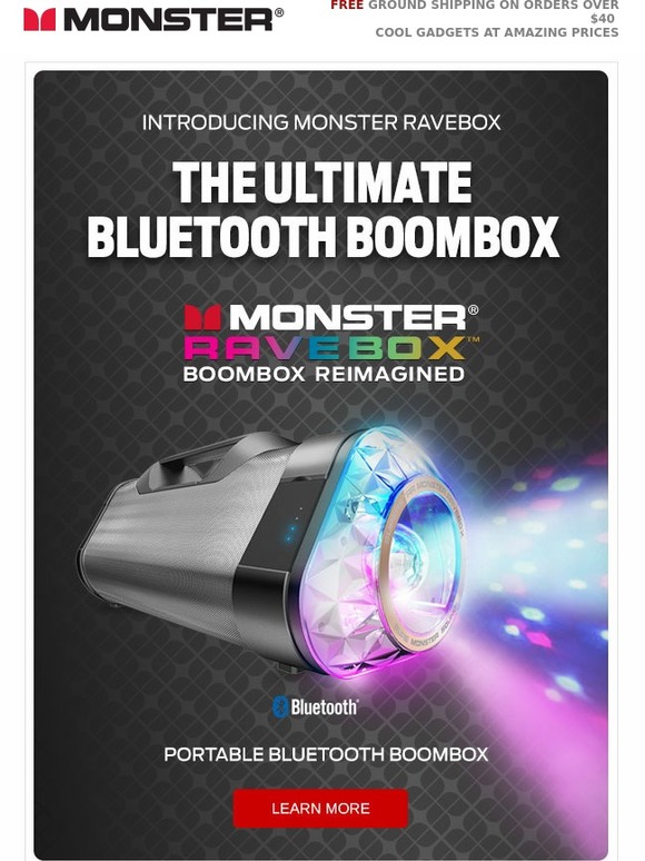 Introducing Monster Ravebox The Ultimate Bluetooth BoomBox.