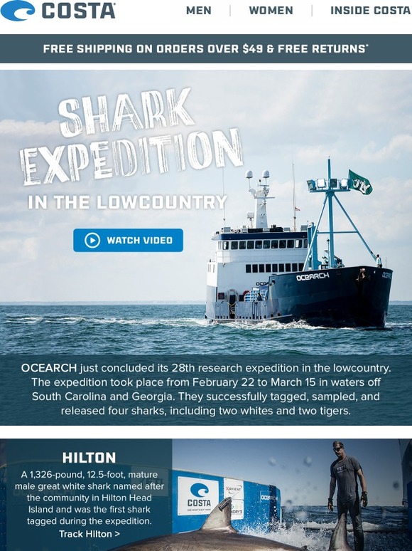 Costa Sunglasses Tracking White Sharks Milled