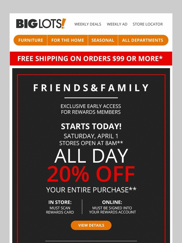 Big Lots Rewards Members get 20 Off Today! Milled