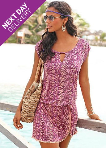 Pink Printed Beach Dress by LASCANA