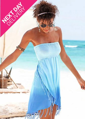 Turqoise Batik Fringed Beach Dress by Buffalo London