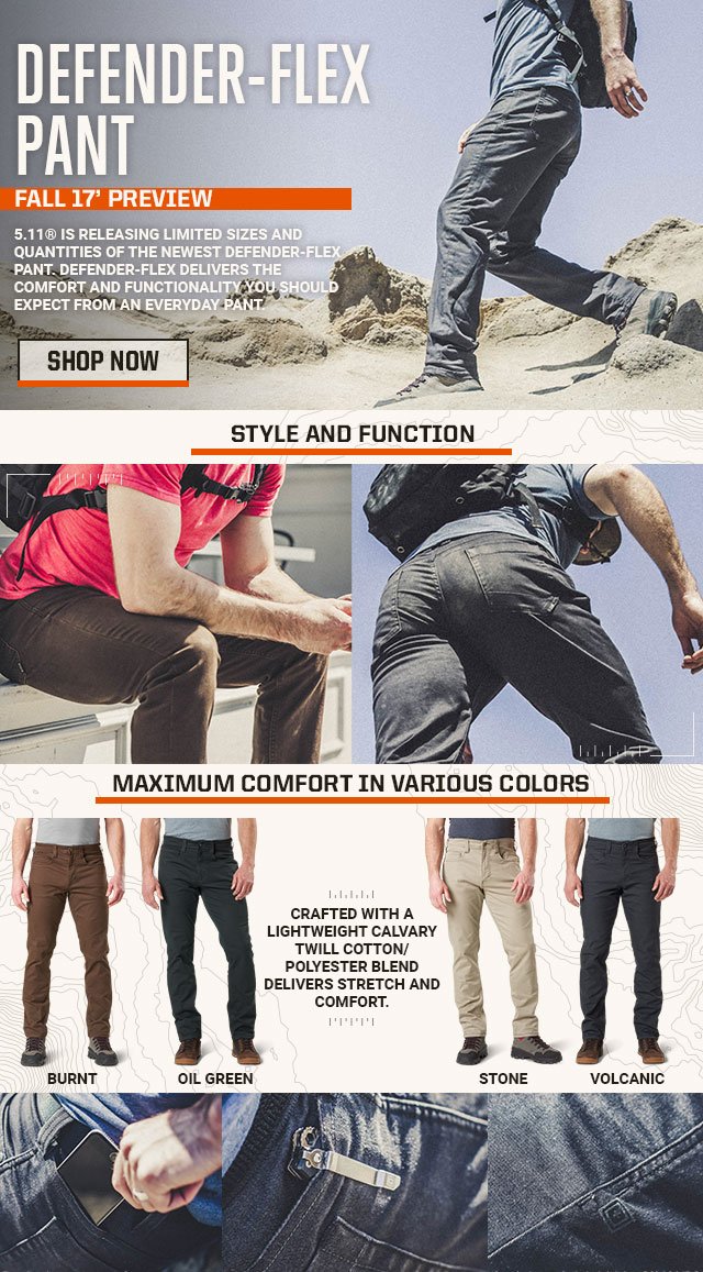 5.11 Tactical: This is the pant you will want to wear everywhere, everyday, Meet the Defender-Flex Pant