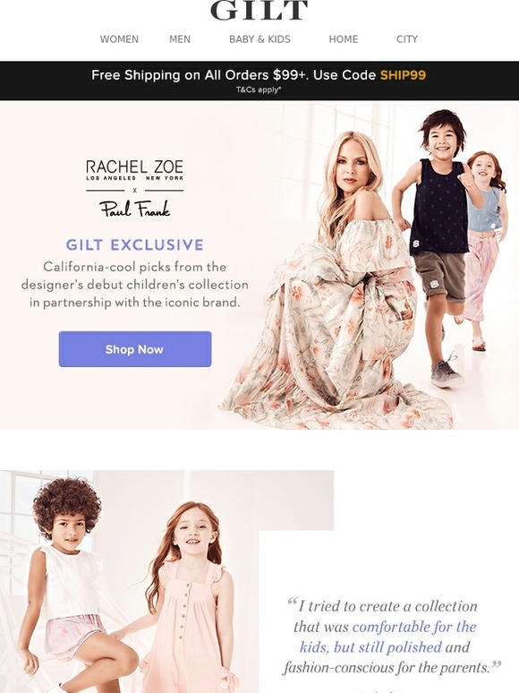 Gilt Gilt Kids Exclusive Rachel Zoe x Paul Frank collection Milled
