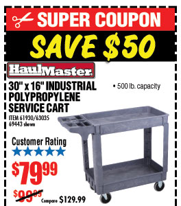 30 in. x 16 in. Polypropylene Service Cart