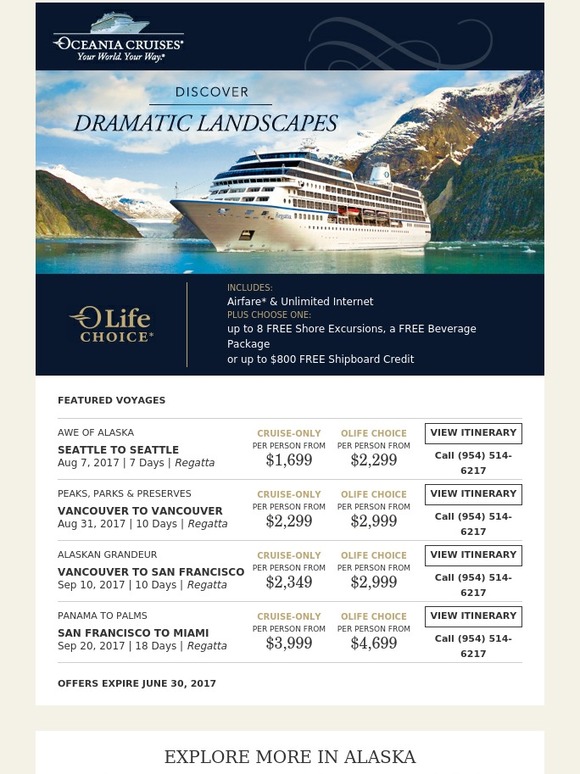 Oceania Cruises: OLife Choice: Pick Free Shore Excursions or Shipboard ...