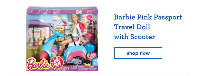 Barbie Pink Passport Travel Doll with Scooter