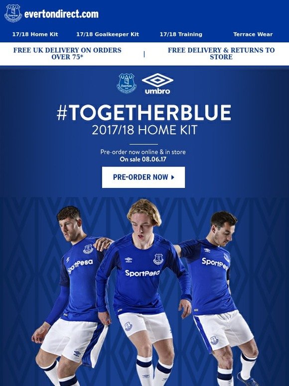 Everton Direct PREORDER The 2017/18 Home Kit Now! Milled