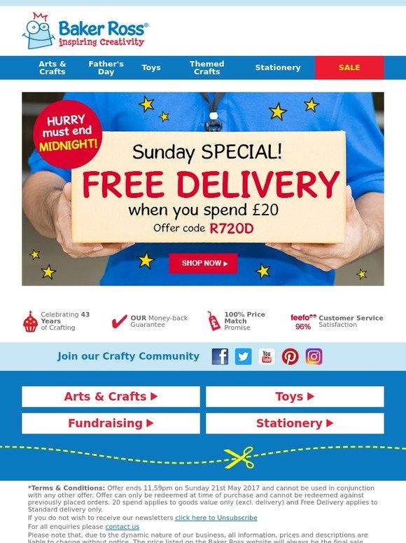 Baker Ross Only hours left! Free Delivery ends tonight Milled