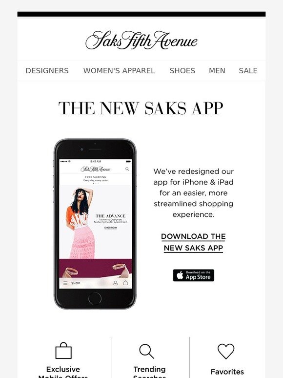 Saks Fifth Avenue Have you tried the new Saks App? Milled