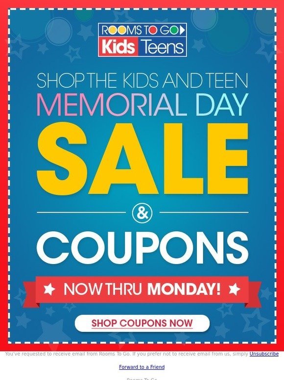 Rooms To Go Coupons Inside! Super Savings for Kids & Teens. Milled