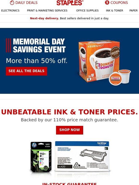 Staples OPEN ASAP You = winner in our Memorial Day Savings event