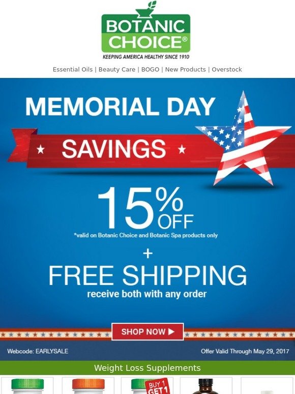 Botanic Choice Your Memorial Day Coupon Code is Inside Milled