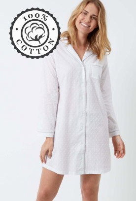 white dobby spot nightshirt
