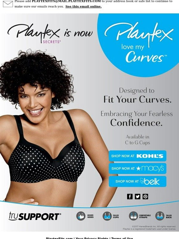 Playtex Love My Curves Balconette Underwire Full Coverage Bra #4823