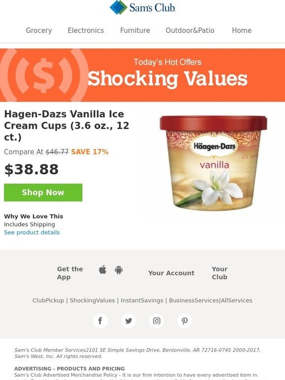 Sam's Club HäagenDazs Vanilla Ice Cream Cups Milled