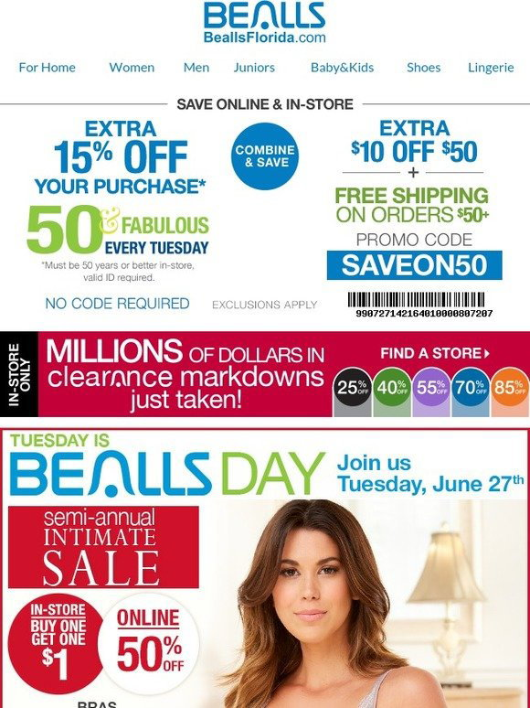 Bealls Stores Bealls Day Extra 15 Off + 10 Off + SemiAnnual