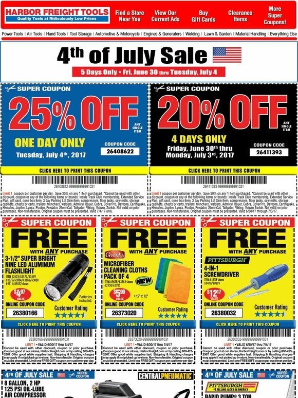 Harbor Freight Tools 🎆 STARTS FRIDAY • 4th of July 5 Day Sale • 25