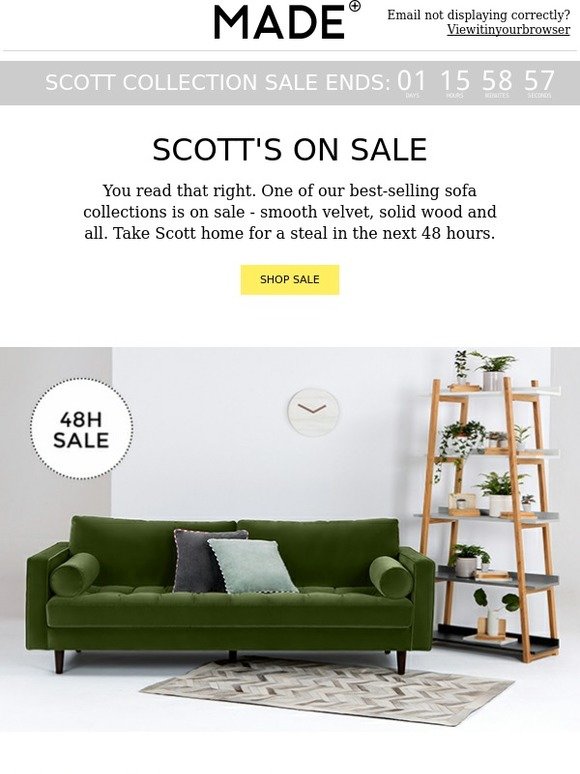 Our famous Scott sofa on sale now. Milled