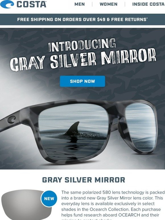 costa grey silver mirror lens