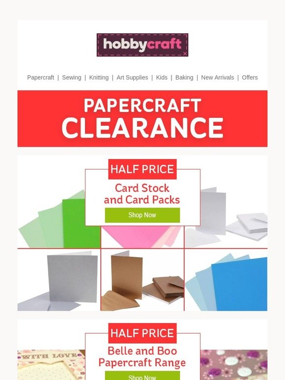 Hobbycraft Papercraft Clearance from £1 Milled
