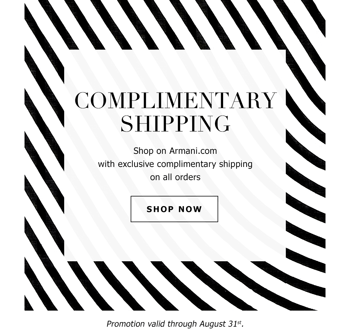 Armani: Complimentary shipping on all orders | Milled