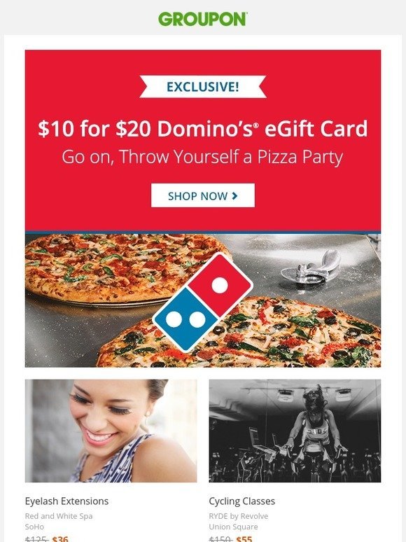Groupon: Domino's Pizza $10 for $20 eGift Card - Milled