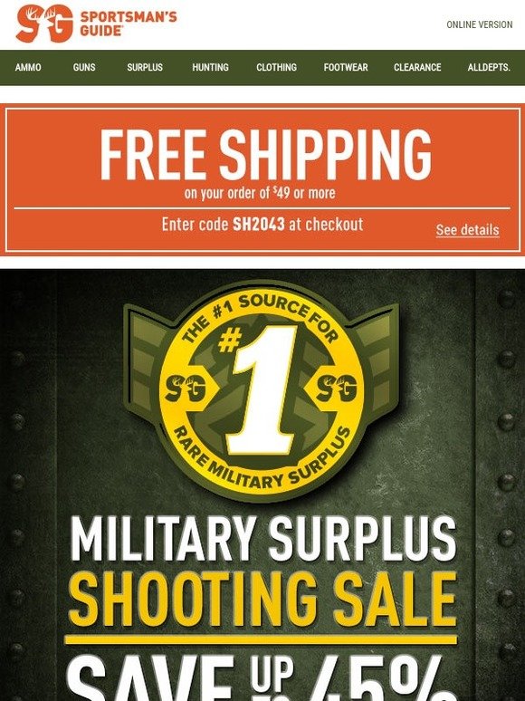 Sportsman's Guide Military Surplus Shooting Sale + Free Shipping! Milled