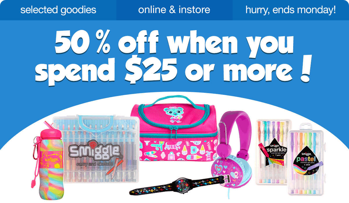 Smiggle ready, set, pack! plus free delivery on orders 75+! Milled