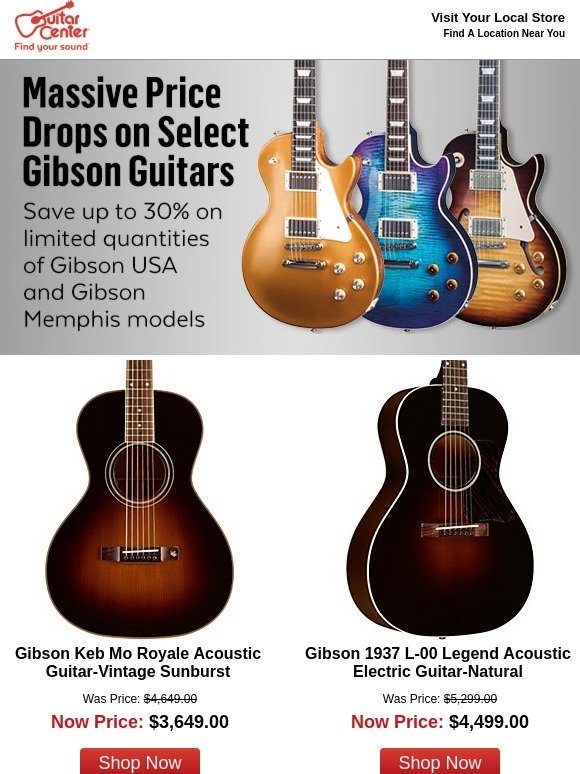 Guitar Center Gibson price drops now include select acoustics Milled