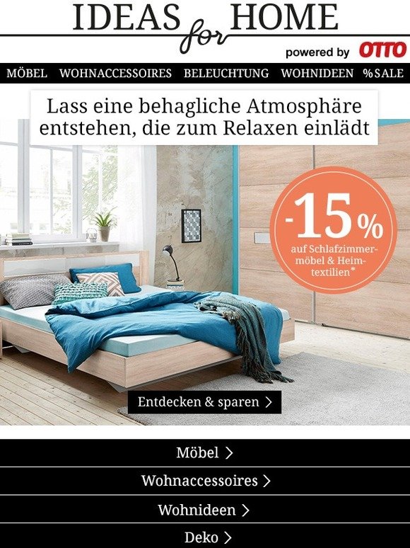 Otto: -15% auf Schlafzimmer und Heimtextilien gestalte deine Ruheoase