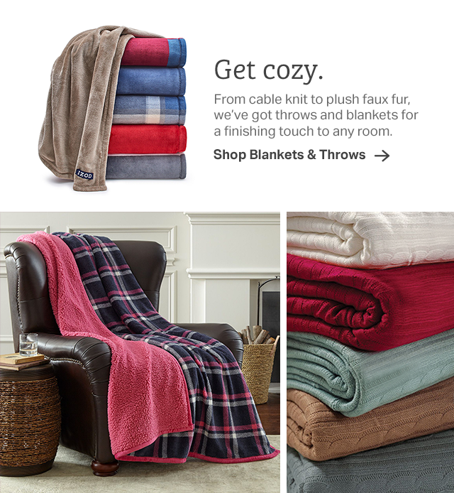 Get cozy. From cable knit to plush faux fur, we've got throws and blankets for a finishing touch to any room. | Shop Blankets & Throws