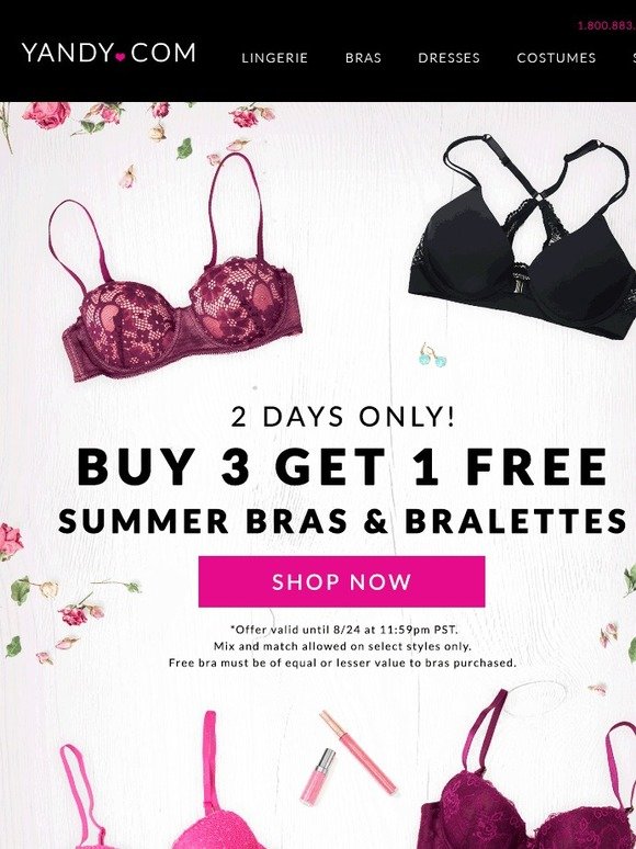 yandy Bra Sale! Buy 3 Get 1 FREE! 😘 Milled