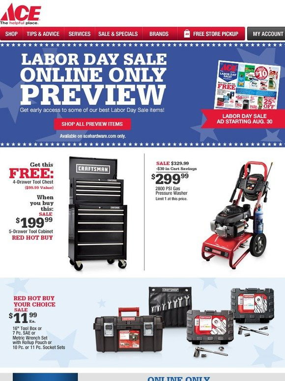 Ace Hardware Labor Day Sale Preview Shop Online Now! Milled