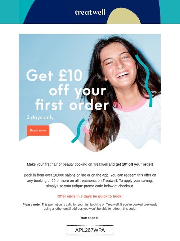 Our treat: £10 off your first beauty booking