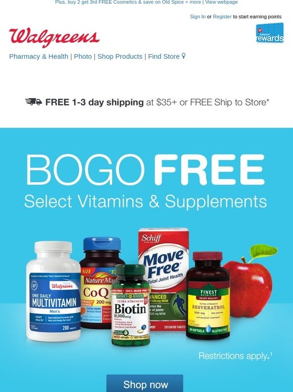 Walgreens Vitamins are now BOGO FREE! Milled