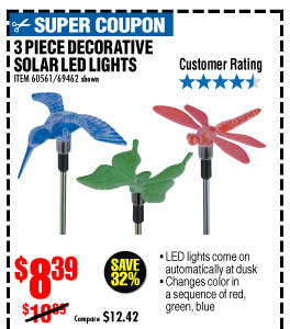Solar Decorative LED Lights - 3 Pc