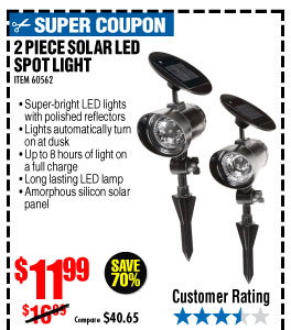 Solar LED Spot Light - 2 Piece