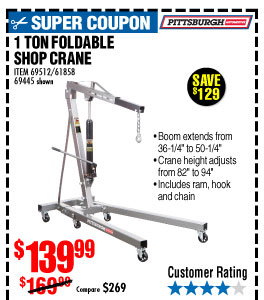 1 Ton Capacity Foldable Shop Crane