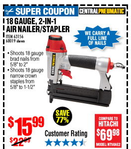 18 Gauge 2-in-1 Air Nailer/Stapler