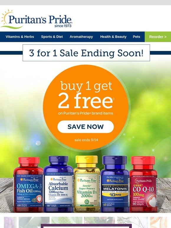 Puritan's Pride 3for1 Sale Ending Soon >> Buy 1 Get 2 FREE Milled