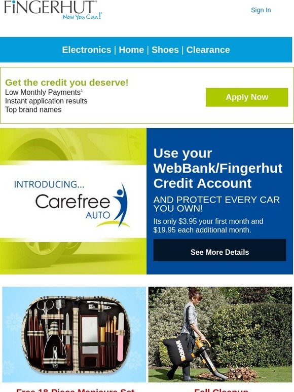 Fingerhut Fingerhut Introducing Carefree Auto protect Fingerhut Fingerhut Introducing Carefree Auto protect