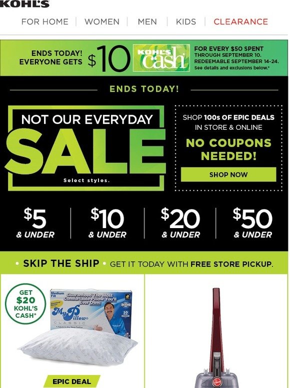 Kohl's EPIC DEALS are here today, gone tomorrow! Milled